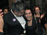 Salud Carbajal celebrates Monique Limon's win in her bid for a seat on the Santa Barbara School Board