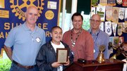 Csaba Illes, teacher; Edward Silva, Student of the Month; David Velarde, Rotary Member; Bill Boyd, Rotary President.