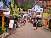 Via Ápia, the main commercial street rising from the main entrance to Rocinha, is devoid of its usual dense Friday afternoon bustle.