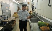 Rick Crandell describes how when produce is slow to sell due to cosmetic blemishes it often gets donated to the Food Bank Santa Barbara