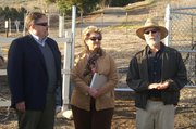 Marc Chytilo, of the Goleta Valley Land Trust, speaks alongside Doreen Farr and Erik Axelson.