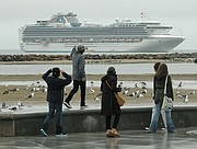 A Sapphire Princess cruise ship drops anchor for the day off the coast of Santa Barbara (Dec. 19, 2010).