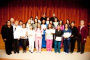 The first graduating class of Santa Barbara City College Continuing Education’s Medical Assistant Training Program received Certificates of Completion on November 30. Pictured with the students are: (from far left) Maria Lopez-Manzo, Student Program Advisor; Jack Bailey, Program Director Continuing Education; and Linette Brammer, Medical Assistant Training Program Instructor. Also at the ceremony were (from far right) Bonita Schaffner, Dean Continuing Education; and Dr. Ofelia Arellano, Vice President Continuing Education.