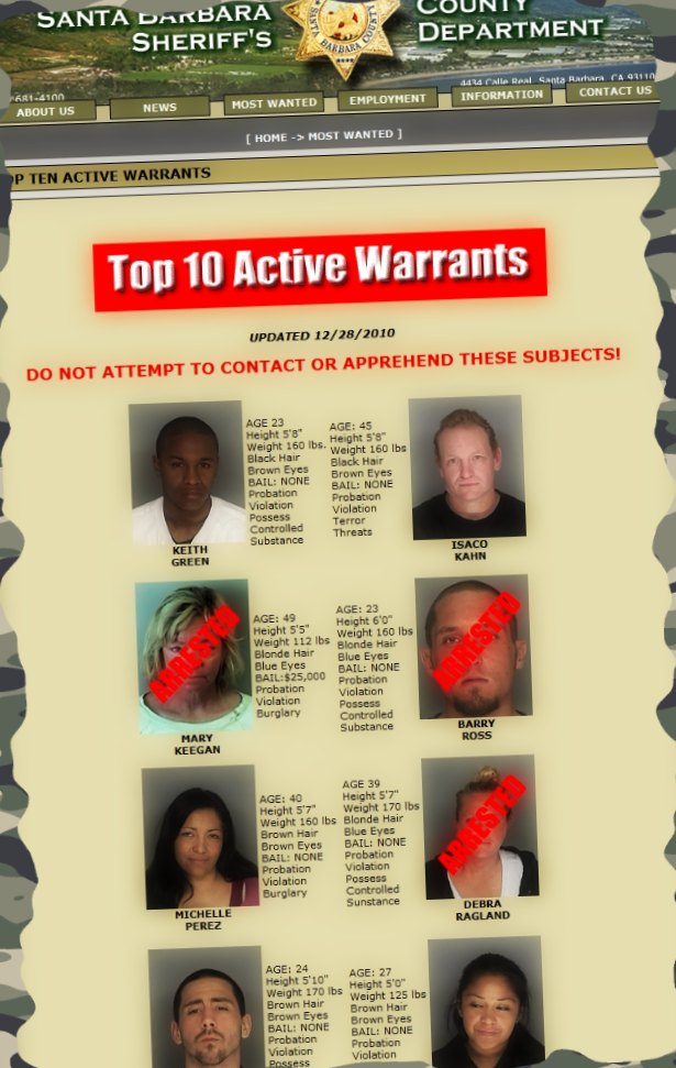 New Sheriff's Office Web Page Leads to Warrant Arrests