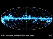 Clumps of Cold Stuff Across the Sky:
This map illustrates the numerous star-forming clouds, called cold cores, that Planck observed throughout our Milky Way galaxy. Planck, a European Space Agency mission with significant NASA participation, detected around 10,000 of these cores, thousands of which had never been seen before. Cold cores are chilly chambers of gas and dust where stellar embryos are just beginning to take shape. Some of the cold cores found by Planck are the coldest ever observed, as cold as just seven degrees above absolute zero, or minus 447 degrees Fahrenheit.