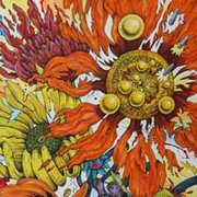 <em>“Mondrella pringlei,”</em> by Penelope Gottlieb (acrylic, oil, and ink on canvas panel; 40"x34" ), at Lotusland through April 23.