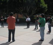 AFSCME Local 3299 vice president Julian Posadas requests enlightenment from UCSB Associate Vice Chancellor Ron Cortez