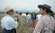 <strong>TALKING PRESERVATION:</strong> Santa Barbara Surfrider chapter president Sandy Lejeune and photographer Reeve Woolpert, led the way last Friday out at the Naples property as the executive board of Surfrider traveled to find out more about the embattled yet beloved coastal property.