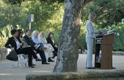 Speakers included (standing) Congresswoman Lois Capps, (seated left to right) District Attorney Joyce Dudley, County Supervisor Janet Wolf, Sheriff Bill Brown, and Chairman of the Reentry Steering Committee Rick Roney.