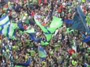 Chanting and flag-waving Sounders fans filled the in the south end of CenturyLink Field.
