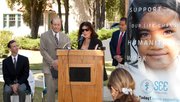 Santa Barbara County Supervisor Janet Wolf presents Dr. George B. Primbs MD, FACS with a County certificate of recognition for his work with SEE International in Santa Barbara. Dr. Primbs also received a Congressional Certificate of honor from Sharon Siegal, a representative for Congresswoman Lois Capps.