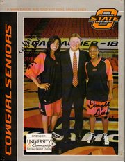 In a poster from 2008, Maria Cordero (left), a former Santa Barbara High standout and a two-year starter for Oklahoma State, poses with teammate Danielle Green and their coach Kurt Budke, who died on November 17 in an airplane crash.