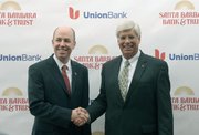 Tim Wennes, vice chairman of Union Bank (left) and George Leis, President and COO of Santa Barbara Bank & Trust