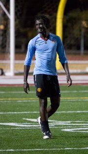 Davies Kabogoza plays at an April 3 scrimmage in his advanced soccer class at La Playa Stadium. The spring course is taught by the SBCC soccer team assistant coach Paul Hart.