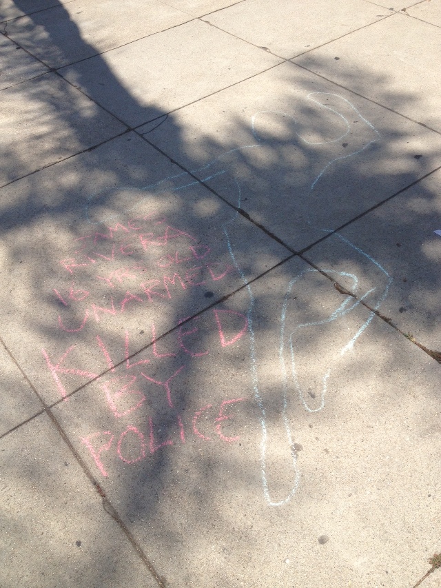 Chalk Body Outlines Appear on City Sidewalks