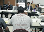 Matt Sanchez addresses Santa Barbra Police Chief Cam Sanchez and other officials at a South Coast Gang Task Force meeting (2008)