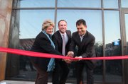 From left to right: Supervisor Doreen Farr, Neil Dipaola of Mesa Lane Partners, and Assemblymember Das Williams at The Loops ribbon cutting ceremony