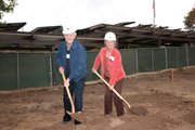 Dr. Joe and Carol Dobbs participate in a ceremonial turning of the dirt at a groundbreaking ceremony for the Casas Verdes expansion at Valle Verde. The couple has reserved a home in the new expansion, where all 40 new residences have been reserved. Casas Verdes marks the first significant senior living construction in Santa Barbara in the last 30 years.