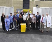 Left to Right: Chris McNamara, SVP of Operations; Cathy Ellis, MA, Rheumatology; Alberto Ortega, All Ways Clean; Jill Searchinger, Lead RN, Allergy; Juan Vera, All Ways Clean; Neive Tierney, City of SB, Environmental Services; Frank Hotchkiss, SB City Councilmember; Erica Morris, MA, Family Medicine; John Stampe, Environmental Services Manager; Helene Schneider, Mayor of SB; Kathleen Rodriguez, Patient Services Manager, Pesetas; Nelia Abuyen, Director, Pesetas; Vince Jensen, President and COO; Eric Lohela, City of SB, Environmental Services; and Kurt Ransohoff, MD, CEO and Chief Medical Officer.