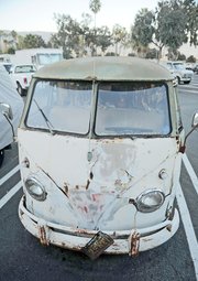 Waterfront officials say this Volkswagen bus has been parked the Santa Barbara Harbor's main lot for 27 years