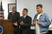 Sgt. Lorenzo Duarte with the SBPD's cold case unit talks about the capture of Pedro Alonso Bravo. Victim Bernardo Santos-Sierra's brother, Apolonio Santos-Sierra, holds photographs of brother