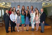 Santa Barbara Foundation President & CEO Ron Gallo and Santa Barbara Foundation Board Chair Peter MacDougall flank the 2013 scholarship recipients. Back row (left to right): Renee Krieger, Alyssa Lawson, Matthew Wagonhurst, Lauren Van Valkenburgh, Caroline Vance, Kathryn Joseff, and Sofia Lochner. Front row (left to right): Ron Gallo, Noah Weitz, Hope Saxon, Anne Martin, Ivette Gil, Cara Carveci, Karinna Carrillo, and Peter MacDougall.