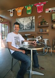 Former pro cyclist Aaron Olson now co-owns Handlebar Coffee Roasters, a hangout for two-wheel fanatics.