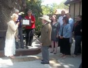 A special certificate of recognition was presented by Linda Johansen (community leader), Executive Directors Tracy Farhad of the Solvang Conference & Visitors Bureau, Mary Harris of the Santa Ynez Valley Hotel Association; Kady Fleckenstein of the Santa Ynez Valley Visitors Association and Kathy Vreeland of the Buellton Chamber of Commerce & Visitors Bureau to Dr. Harwood for his years of volunteer service to the local hospitality industry.