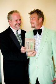 LOVE AND MARRIAGE: Robby Robbins (left) celebrated his California marriage with his long-term partner, Bryan O’Quinn, knowing that after a long and painful struggle, his father has come to think of Bryan as a member of the family. “I’m proud of him because it’s hard for someone of his generation and upbringing,” said Robbins