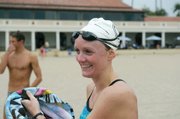<b>MAKING A SPLASH:</b> Prior to joining the UCSB swim team, Texas native Becky Glusac had only done her laps in a pool. Now she’s such an ocean swimming pro she will be racing in the six-mile swim from Goleta Beach to Hendry’s on Sunday.