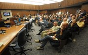The crowd gathered for the County Supervisor discussion on the Camp Four property (Aug. 20, 2013)