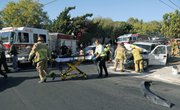 A man involved in an accident at the intersection of De La Vina and Arrellaga is transported to Cottage Hospital