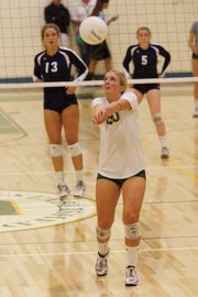 <b>SUPERSTAR SETTER:</b> The Dons setter Lexi Rottman (pictured, #20) helped her team take the lead in the Channel League in a game against DP.