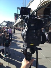The growing popularity of the event on social media meant the crowds sometimes got to locations before the fillm crew did.