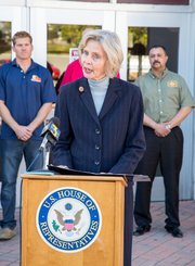Congresswoman Lois Capps speaks during Monday's press conference on the Federal Firefighters Fairness Act