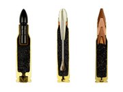 <b>INSIDE STORY:</b> Sabine Pearlman’s “Ammo No. 8” shows the complex inner structure of three different bullets.