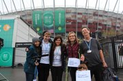 UCSB's contingent at the UN climate change talks in Warsaw in November 2013 were (left to right) Summer Gray, Ben Liddie, Natasha Weidner, Corrie Ellis, and John Foran.