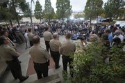 A large gathering of media at the Santa Barbara Sheriff's press conference on the Isla Vista shooting (May 24, 2014)