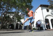 Though studying in Santa Barbara, many an EF International student will be rooting for their home-country teams. Julian Gambald, who hails from France, shows his ball-handling skills.
