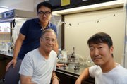Dong-Woog Lee, standing, Jacob Israelachvili, and Kollbe Ahn with the Surface Forces Apparatus.