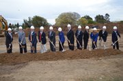Greater Santa Barbara Ice Skating Association Board of Directors and Goleta Mayor Michael Bennett (center) break ground for the new Goleta ice rink.