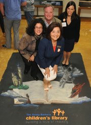 Irene Macias, Mayor Helene Schnieder, Children's Library Campaign Committee member Jim Jackson, and Dianne Duva with the Santa Barbara Public Library Foundation Board