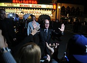 2015 SBIFF 'Modern Master' recipient Michael Keaton greets the crowd at the Arlington Theatre. (Jan. 31, 2015)