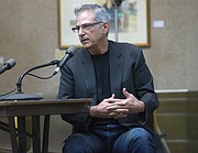 City Attorney Ariel Calonne at the Faulkner Gallery on Saturday morning discussing the process of selecting six district in the City of Santa Barbara (Feb. 28, 2014)