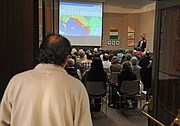 Frank Banales outside of the Faulkner Gallery during Saturday morning's city district meeting (Feb. 28, 2014)