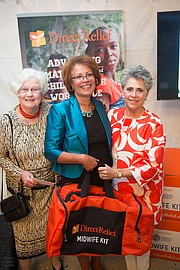 From left to right - Direct Relief Woman of the Year Award Winner, Bobbie Rubin; Special Guest, Frances Day-Stirk, President of the International Confederation of Midwives; and Mari Mitchel, past chair of Direct Relief Women.