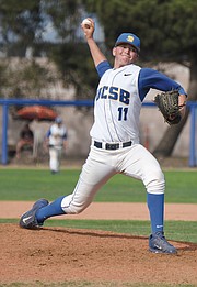 <b>MOUND MASTERS:</b> Just one of the Gauchos' powerful pitchers, UCSB freshman reliever Chris Clements shut down UC Irvine in the 9th, 10th, and 11th innings last Saturday. They play UC Riverside in the last regular season series this weekend and then pursue postseason dreams.