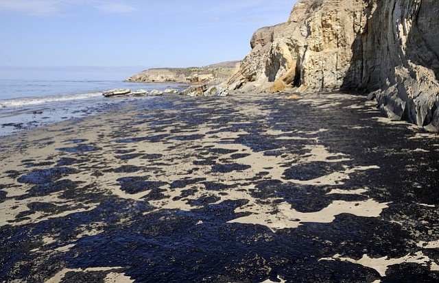 South of Refugio State beach the day after the oil spill (May 20, 2015)