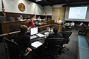 A technical committee discusses desal technology and recycled sewage water at City Hall. (Aug. 5, 2015)