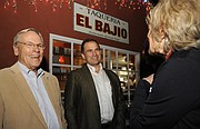 Jason Dominguez (center) celebrates election night with City Councilman Bendy White at El Bajio (Nov. 3, 2015)